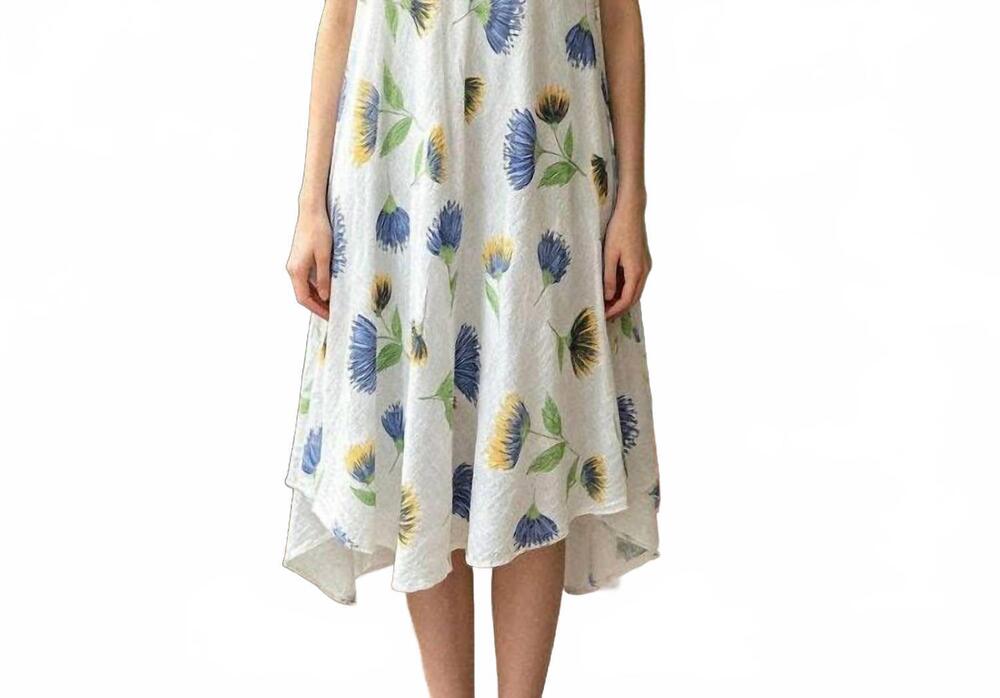 NEW LOOWIE floral gauze cotton dress in white